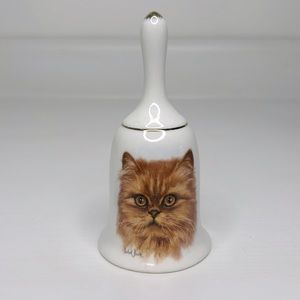Vintage Enesco 😻 Vintage 1980 Cat Portrait Art Dinner Bell Signed Derick Bown